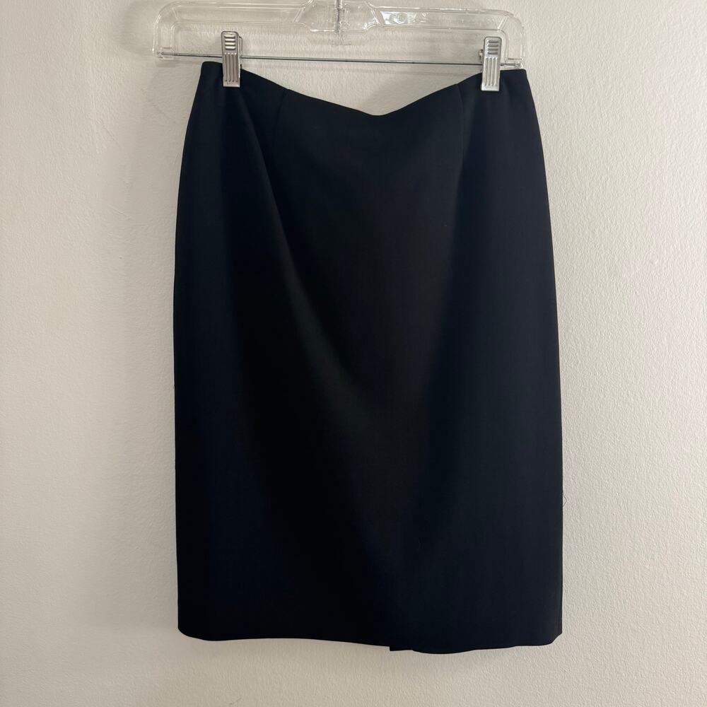 Emporio Armani Black 100% Wool Pencil Skirt Italian Size 38 US 2 Minimalist